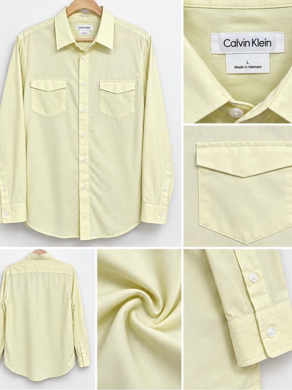 Calvin Klein Pale Yellow Long-Sleeve Button-Down Shirt